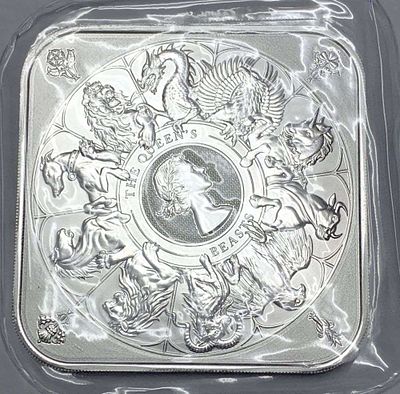 The Royal Mint "The Queen's Beasts" 10 ozt .9999 Silver Bar. Winner shall receive (1) bar 