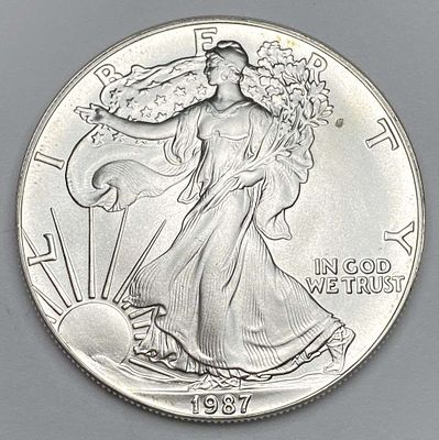 1987 American Silver Eagle. Winner shall receive the exact coin shown here. (RR/B)