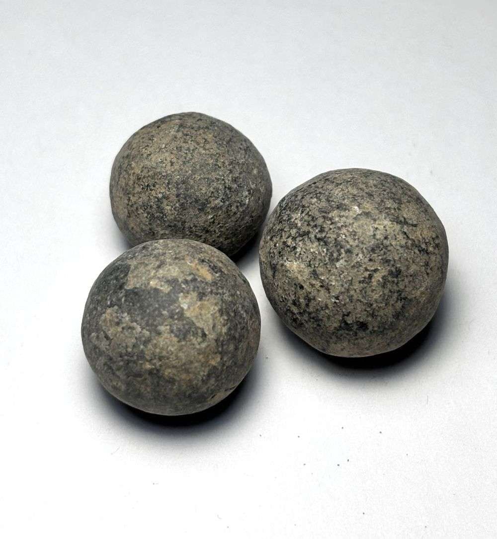 (3) Real Civil War Grapeshot Artillery Ball. These grape shots were loaded into a canaster, into 