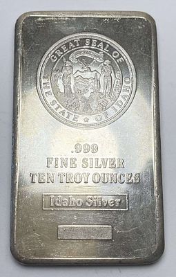 Rare Vintage Great Seal of the State of Idaho 10 ozt .999 Silver Bar. Winner shall receive the 
