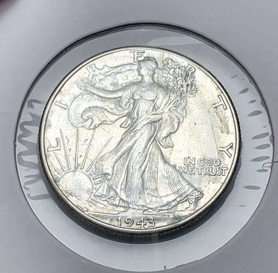 1943 Walking Liberty Silver Half Dollar MS64. Winner shall receive the exact coin shown here. (BD/EB)