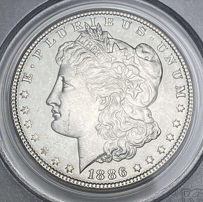 Vintage Old Grading Holder 1886 Morgan Silver Dollar PCGS MS62 OGH. Winner shall receive the 