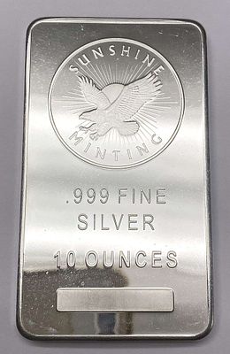 Sunshine Minting Eagle 10 ozt .999 Silver Bar. Winner shall receive (1) bar precisely resembling 