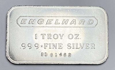 Vintage Engelhard 1 ozt .999 Silver Bar. Winner shall receive the exact bar shown here. (RR/B)