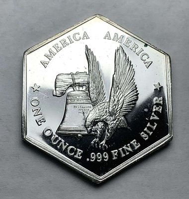 America America The International Silver Trade Unit 1 ozt .999 Silver Hexagon. Winner shall