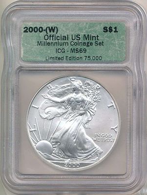 2000(W) American Silver Eagle MS69. Winner shall receive the exact coin shown here. (BD/B)