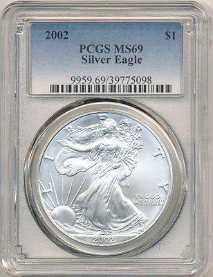 2002 American Silver Eagle PCGS MS69. Winner shall receive (1) coin precisely resembling the one