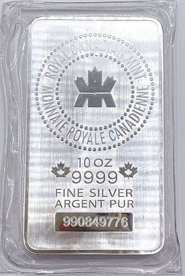 Royal Canadian Mint 10 ozt .9999 Silver Bar. Winner shall receive (1) bar precisely resembling