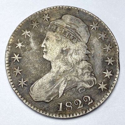 1822 Capped Bust Silver Half Dollar. Winner shall receive the exact coin shown here. (RR/TVC=UR)