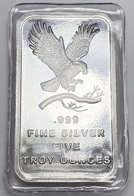 SilverTowne Trademark Eagle 5 ozt .999 Silver Bar. Winner shall receive (1) bar precisely