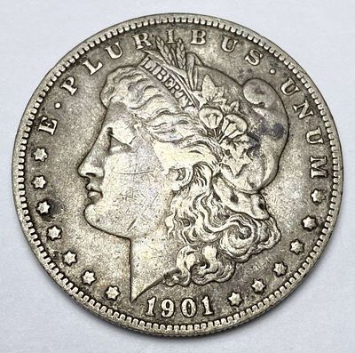 1901 Morgan Silver Dollar VF30. Winner shall receive the exact coin shown here. (RR/TVC=PB)