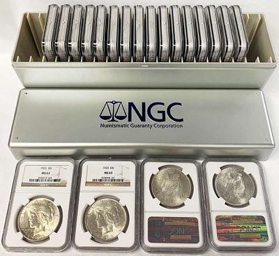 (20) Peace Silver Dollars NGC MS63. Winner shall receive (20) Peace Silver Dollars NGC MS63 