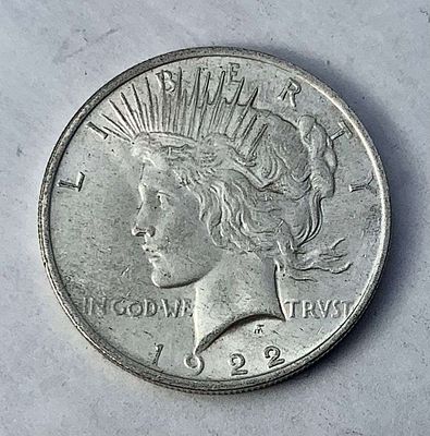 1922 Peace Silver Dollar MS65. Winner shall receive the exact coin shown here. (MK/B)