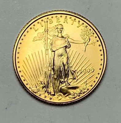 1999 American $5 Gold Eagle 1/10 ozt. Winner shall receive the exact coin shown here. (MR/ERB)