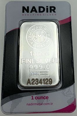 Impressive Nadir Metal Refinery 1 ozt .999 Silver Bar. Winner shall receive the exact bar shown 