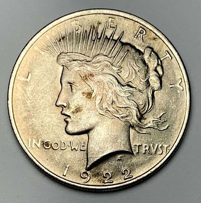 1922 Peace Silver Dollar MS63. Winner shall receive the exact coin shown here. (MR/B)