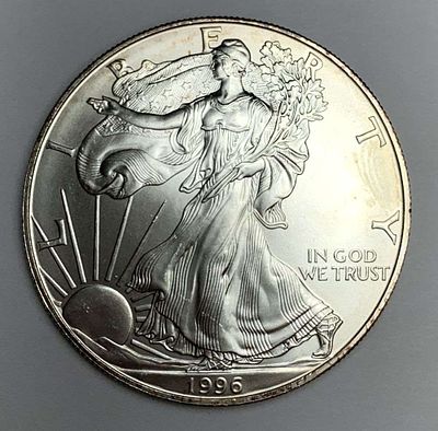 Early Date High Grade 1996 American Silver Eagle. Winner shall receive the exact coin shown 