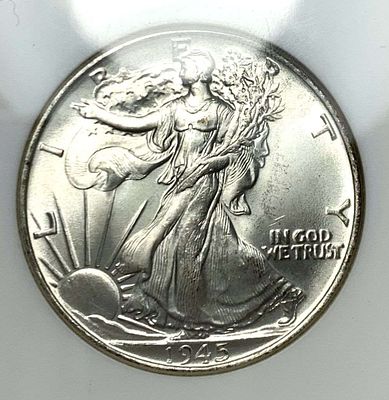 1945 Walking Liberty Silver Half Dollar NGC MS65 Old Fatty Holder. Winner shall receive the 