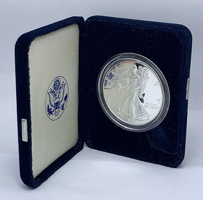 2002-W American Silver Eagle Proof. Winner shall receive the exact coin shown here. (MK/EB)