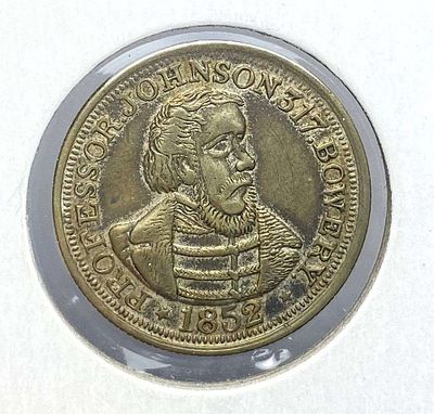 Vintage 1852 Professor Johnson Starch Merchant Token. Winner shall receive the exact coin shown 