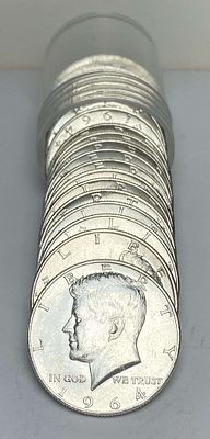 Roll (20-coins) 1964-D Kennedy Silver Half Dollar Mint Condition. Winner shall receive the exact 
