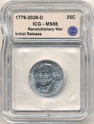 1776-2026-D Revolutionary War Quarter MS66 Initial Release. Winner shall receive (1) coin 