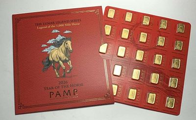 Last Minute! Pamp Suisse 2026 Year of the Horse 1g .9999 Gold Breakable Bar (25-bars). Winner 
