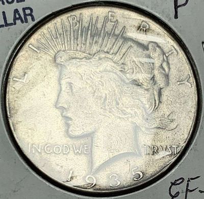 1935 Peace Silver Dollar XF40. Winner shall recieve the exact coin shown here. (MR/B)