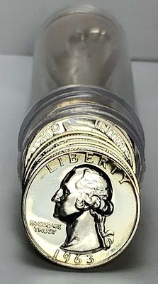 Roll (10) 1963 Washington Quarter Proof 90% Silver. We were recently consigned an old time hoard 