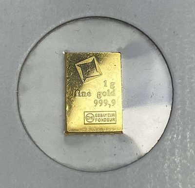 Valcambi 1g .9999 Gold Bar. Winner shall receive the exact bar shown here. (RR/LBB)