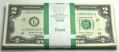 Fresh Sequential $200 Face Bank Wrapped 2017A $2 Notes. Winner shall receive the exact (100) 