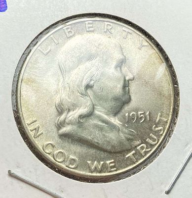 Vintage Flip Old Time 1951-S Franklin Silver Half Dollar MS65. Winner shall receive the exact 