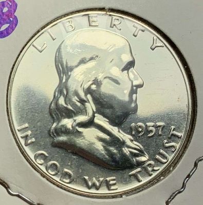 Vintage Flip Old Time 1957 Franklin Silver Half Dollar PF68. Winner shall receive the exact coin 
