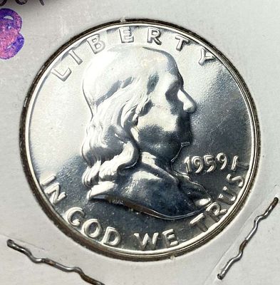 Vintage Flip Old Time 1959 Franklin Silver Half Dollar PF68. Winner shall receive the exact coin 