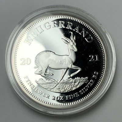 Last Minute Silver! 2021 South Africa Krugerrand Proof 2 ozt Silver. Winner shall receive the 