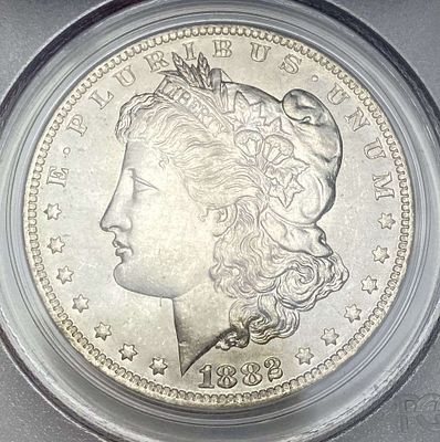 1882-O Morgan Silver Dollar PCGS MS65. Winner shall receive the exact coin shown here. (RR/TVC=EFR)