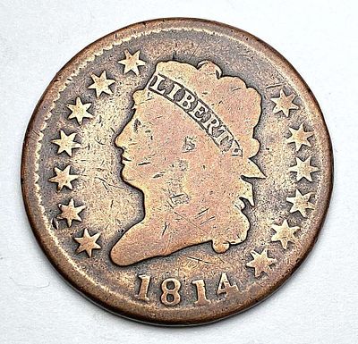 1814 Classic Head Large Cent VF Details. Winner shall receive the exact coin shown here. (RR/UB)