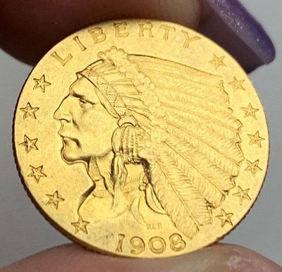 1908 Gold $2.50 Indian Head MS63. Winner shall receive the exact coin shown here. (MR/B)