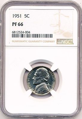 Last Minute! 1951 Jefferson Nickel NGC PF66. Winner shall receive the exact coin shown here. (MR/UB)