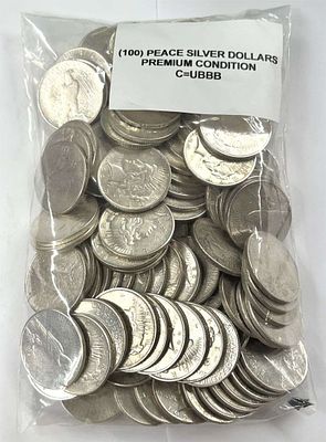 (100) Premium Grade Peace Silver Dollars. Winner shall receive (100-coins) precisely resembling 