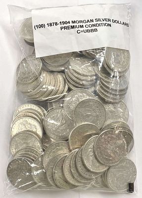 (100) Premium Morgan Silver Dollars 1878-1904. Please allow 2-4 weeks for delivery. Winner shall 