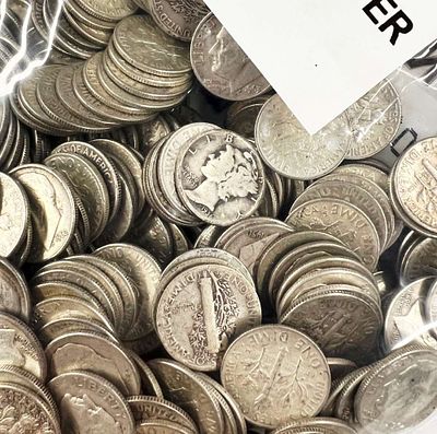 $100 Face Value 90% Silver Mixed Dimes (1,000-coins). Winner shall receive $100 face mixed 90% 