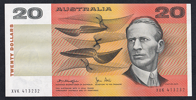 Australia, 20 Dollars, 1974-1994, XF. Description : Australia, Reserve Bank of Australia, 20 