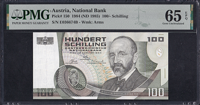 Austria, 100 Schilling, 1984 (1985), Gem UNC 65 EPQ. Description : Austria, National Bank, 100 