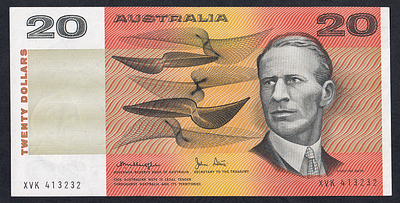 Australia, 20 Dollars, 1974-1994, XF. Description : Australia, Reserve Bank of Australia, 20 