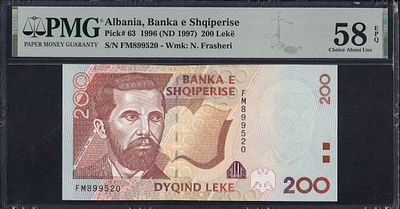 Albania, 200 Lekё, 1996 (1997), Choice About UNC 58 EPQ. Description : Albania, Banka e 