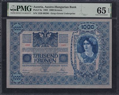 Austria, 1000 Kronen, 1902, Gem UNC 65 EPQ. Description : Austria, Austro-Hungarian Bank, 1000 