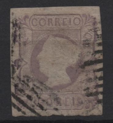 Portugal 1853 D. Maria II 100r. 
Usado. 
Cabe ao licitante verificar cuidadosamente as imagens 