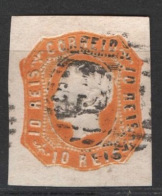 Portugal 1862-1864 D.Luis 10 reis amarelo 
Circulado. 
Cabe ao licitante verificar 