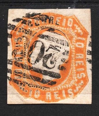 Portugal 1862-1864 D.Luis 10 reis amarelo Carimbo 208 Faro. 
Circulado. 
Cabe ao licitante 